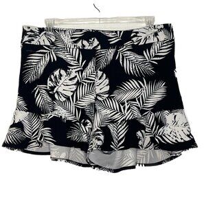 Ashley Stewart Ruffled Hem Shorts Sz 18/20 Side Zip Black & White Palms